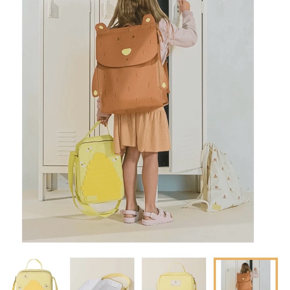 Coco Village vegan leather little bear and bee backpack and lunch bag set